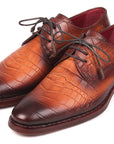 Paul Parkman Brown Crocodile Embossed Calfskin Goodyear Welted Derby Shoes (ID