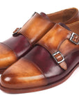 Paul Parkman Men's Captoe Double Monkstraps Brown & Purple (ID