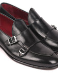 Paul Parkman Men's Black Double Monkstrap Shoes (ID