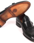 Paul Parkman Men's Black Double Monkstrap Shoes (ID