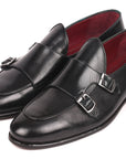 Paul Parkman Men's Black Double Monkstrap Shoes (ID
