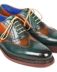 Paul Parkman Wingtip Oxfords Goodyear Welted Green & Tobacco (ID