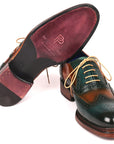 Paul Parkman Wingtip Oxfords Goodyear Welted Green & Tobacco (ID