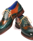 Paul Parkman Wingtip Oxfords Goodyear Welted Green & Tobacco (ID