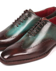 Paul Parkman Goodyear Welted Wingtip Oxfords Brown & Turquoise (ID