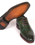 Paul Parkman Green Marble Patina Goodyear Welted Oxfords (ID