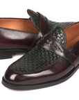Paul Parkman Woven Leather Loafers Brown & Green (ID