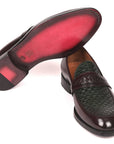 Paul Parkman Woven Leather Loafers Brown & Green (ID