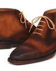 Paul Parkman Antique Suede Brown Cap Toe Ankle Boots (ID