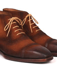 Paul Parkman Antique Suede Brown Cap Toe Ankle Boots (ID