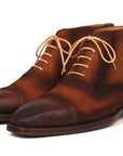Paul Parkman Antique Suede Brown Cap Toe Ankle Boots (ID