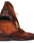 Paul Parkman Antique Suede Brown Cap Toe Ankle Boots (ID