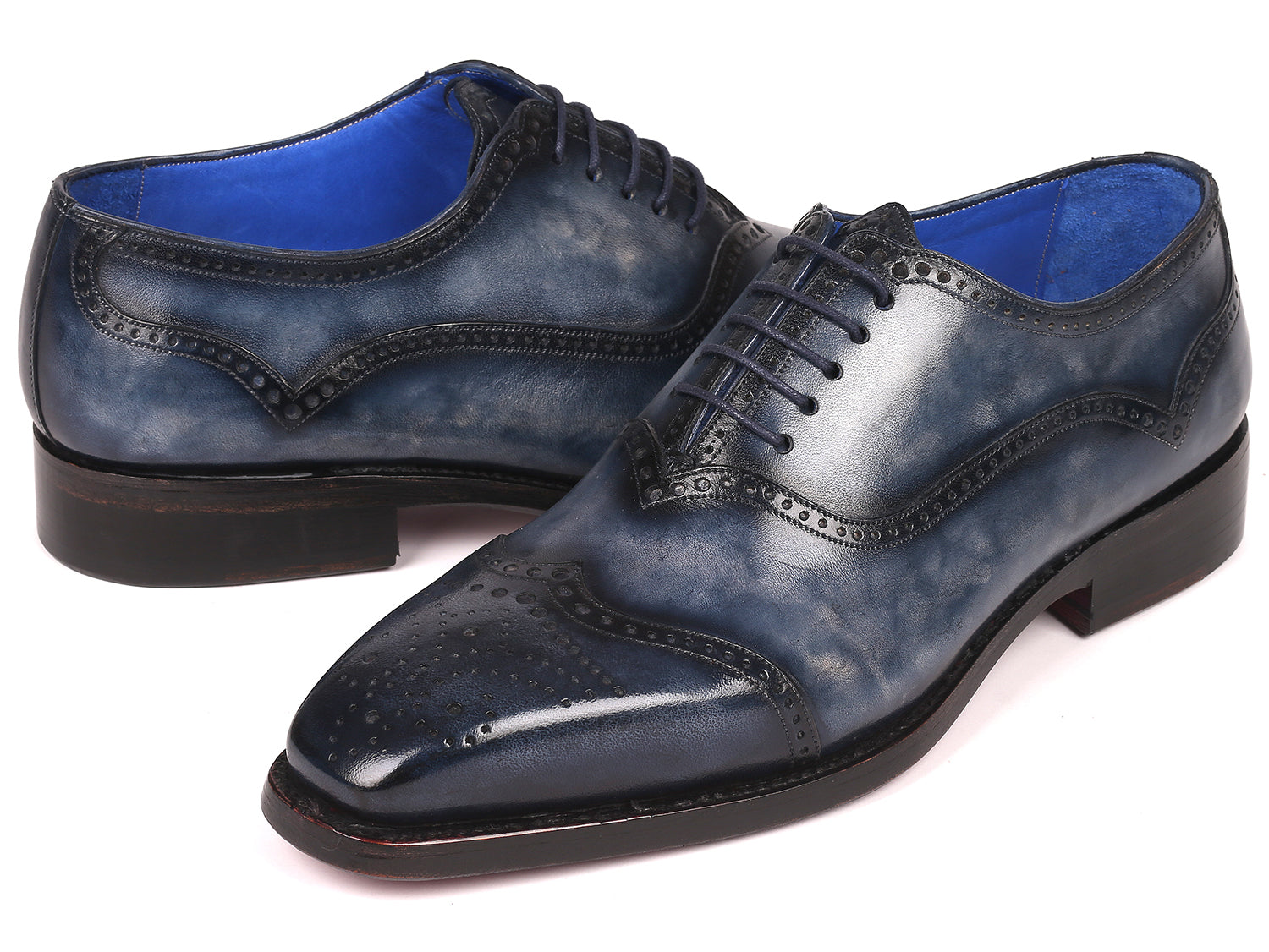 Paul Parkman Men's Goodyear Welted Oxford Shoes Navy (ID
