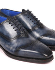 Paul Parkman Men's Goodyear Welted Oxford Shoes Navy (ID