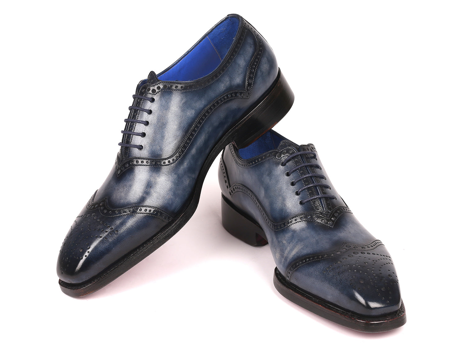 Paul Parkman Men's Goodyear Welted Oxford Shoes Navy (ID