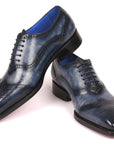 Paul Parkman Men's Goodyear Welted Oxford Shoes Navy (ID