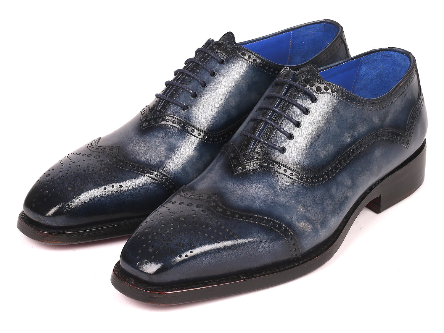 Paul Parkman Men's Goodyear Welted Oxford Shoes Navy (ID