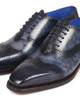Paul Parkman Men's Goodyear Welted Oxford Shoes Navy (ID