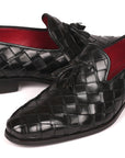 Paul Parkman Men's Big Braided Tassel Loafers Black (ID
