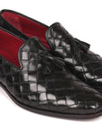 Paul Parkman Men's Big Braided Tassel Loafers Black (ID
