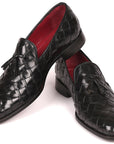 Paul Parkman Men's Big Braided Tassel Loafers Black (ID