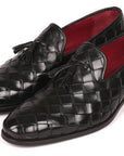 Paul Parkman Men's Big Braided Tassel Loafers Black (ID