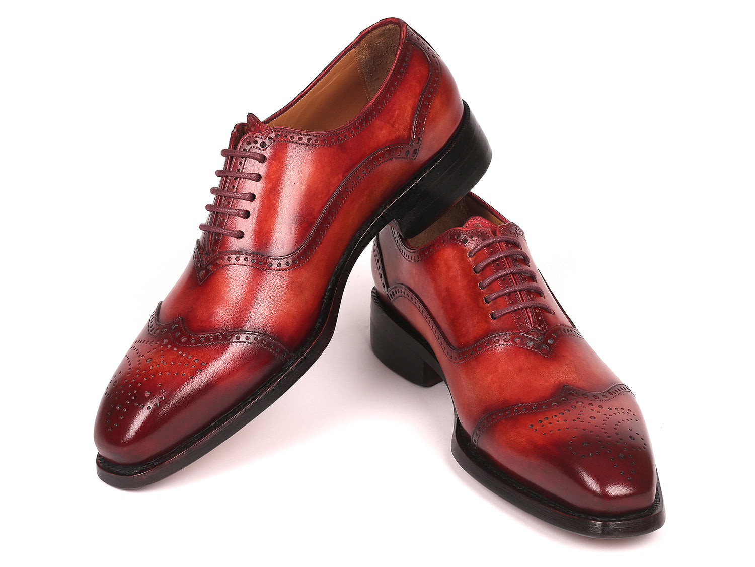 Paul Parkman Men's Goodyear Welted Oxford Shoes Reddish Brown (ID