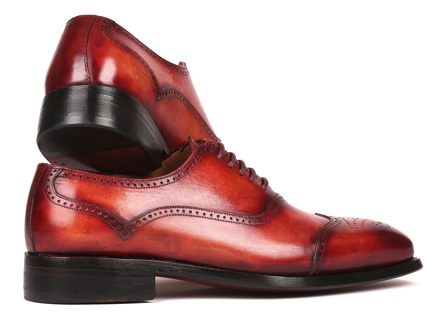 Paul Parkman Men's Goodyear Welted Oxford Shoes Reddish Brown (ID