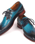 Paul Parkman Men's Blue Dual Tone Wingtip Derby Shoes (ID