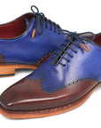 Paul Parkman Men's Wingtip Oxford Goodyear Welted Blue & Brown (ID
