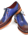 Paul Parkman Men's Wingtip Oxford Goodyear Welted Blue & Brown (ID