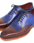 Paul Parkman Men's Wingtip Oxford Goodyear Welted Blue & Brown (ID