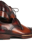 Paul Parkman Norwegian Welted Cap Toe Derby Shoes Bordeaux & Brown (ID