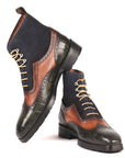 Paul Parkman Three Tone Wingtip Boots Rubber Sole (ID
