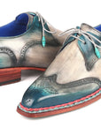 Paul Parkman Norwegian Welted Wingtip Derby Shoes Blue & Grey (ID