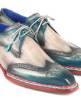 Paul Parkman Norwegian Welted Wingtip Derby Shoes Blue & Grey (ID