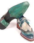 Paul Parkman Norwegian Welted Wingtip Derby Shoes Blue & Grey (ID