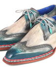Paul Parkman Norwegian Welted Wingtip Derby Shoes Blue & Grey (ID