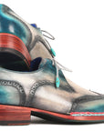 Paul Parkman Norwegian Welted Wingtip Derby Shoes Blue & Grey (ID