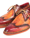Paul Parkman Norwegian Welted Wingtip Derby Shoes Red & Camel (ID