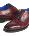 Paul Parkman Bordeaux Burnished Goodyear Welted Cap Toe Oxford Shoes (ID