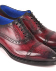 Paul Parkman Bordeaux Burnished Goodyear Welted Cap Toe Oxford Shoes (ID