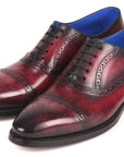 Paul Parkman Bordeaux Burnished Goodyear Welted Cap Toe Oxford Shoes (ID