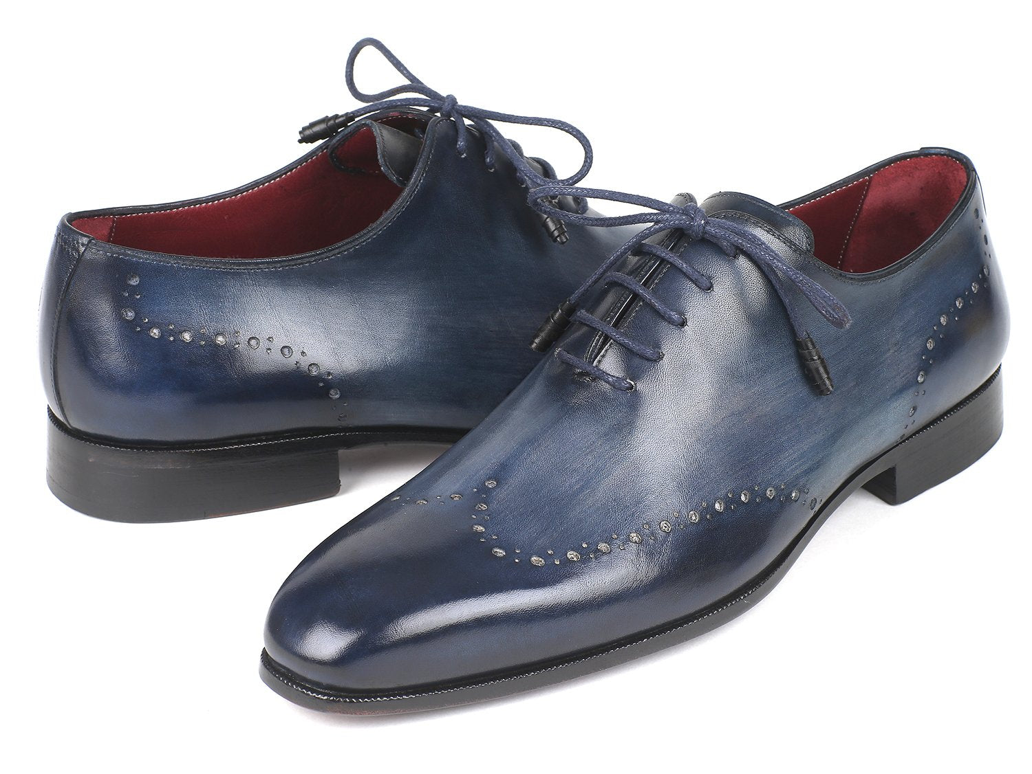 Paul Parkman Men's Navy Burnished Wingtip Oxfords (ID