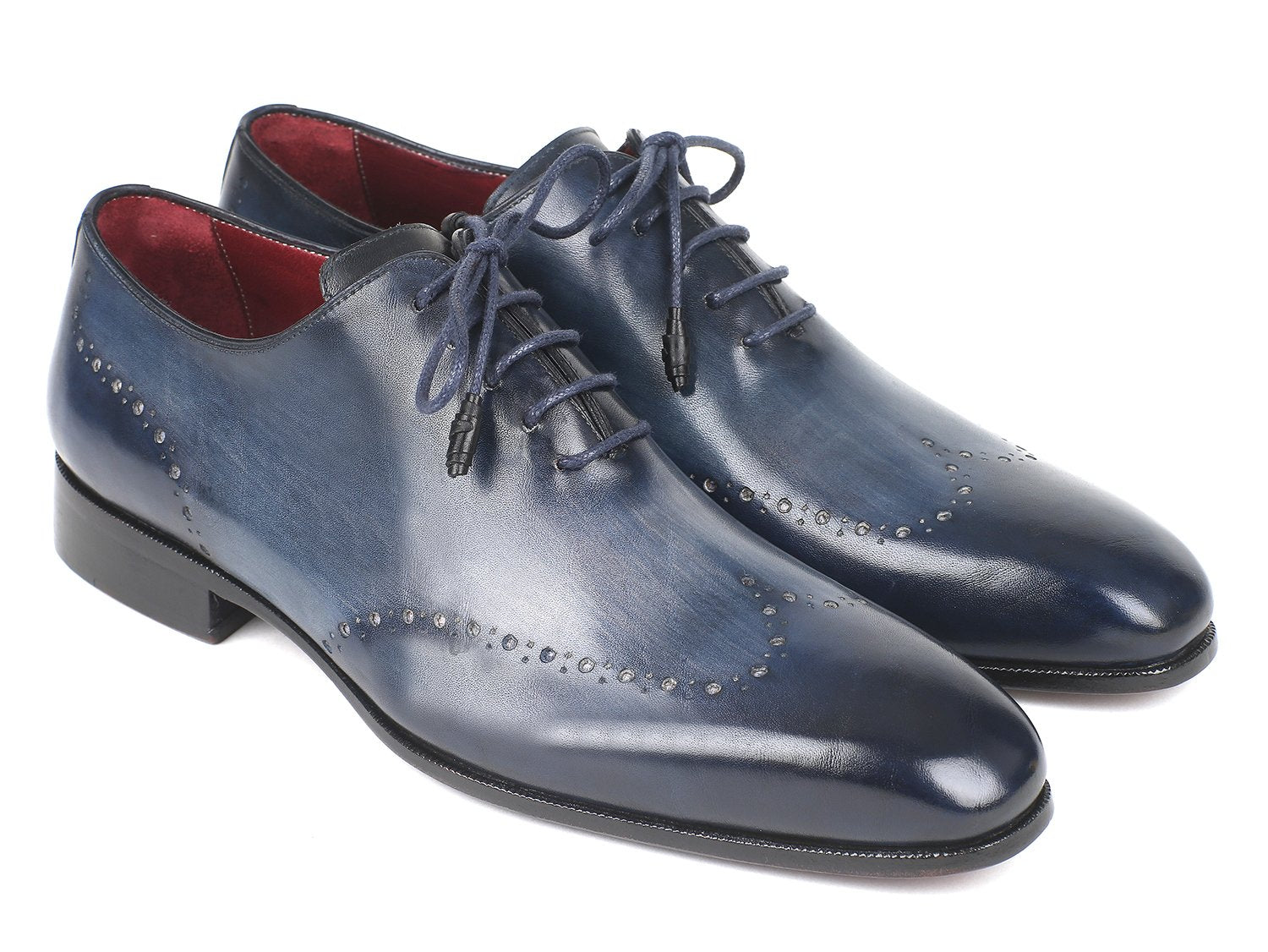 Paul Parkman Men's Navy Burnished Wingtip Oxfords (ID