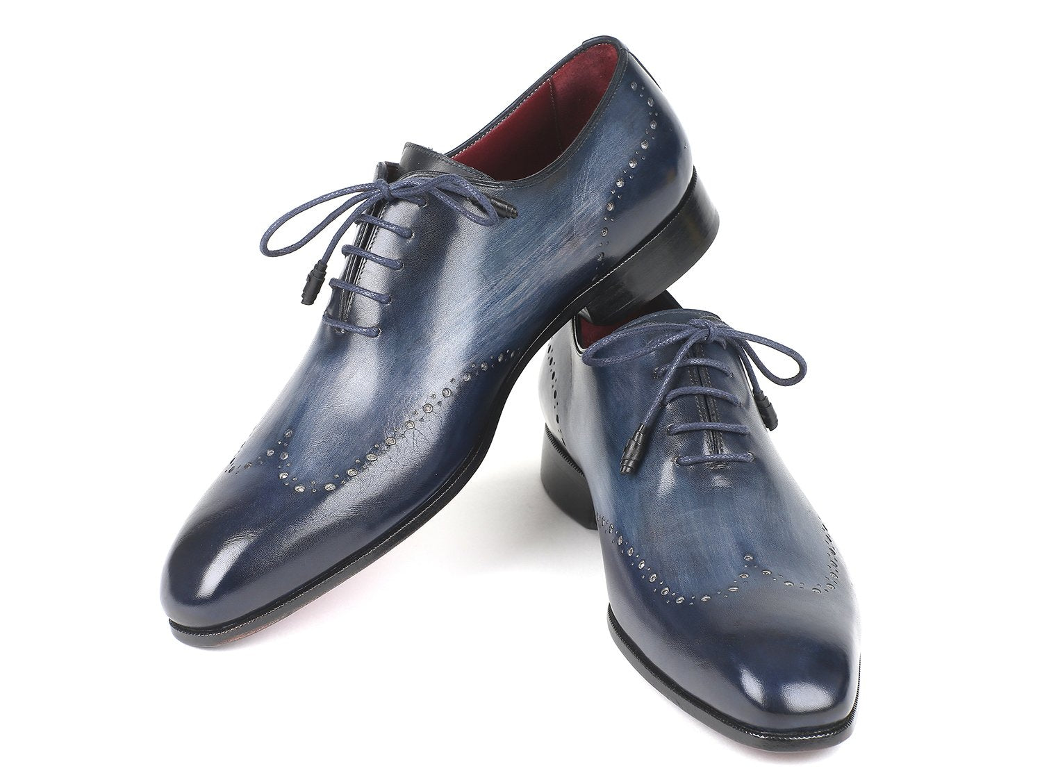 Paul Parkman Men's Navy Burnished Wingtip Oxfords (ID