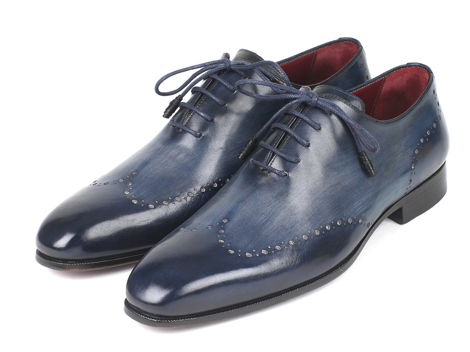 Paul Parkman Men's Navy Burnished Wingtip Oxfords (ID