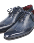 Paul Parkman Men's Navy Burnished Wingtip Oxfords (ID