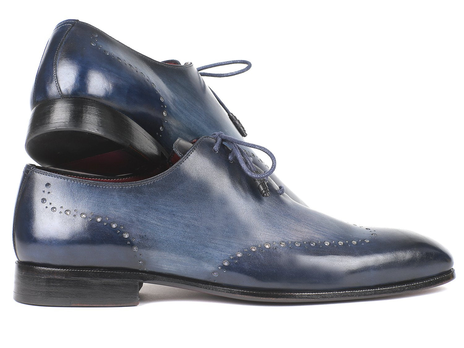 Paul Parkman Men's Navy Burnished Wingtip Oxfords (ID
