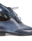 Paul Parkman Men's Navy Burnished Wingtip Oxfords (ID